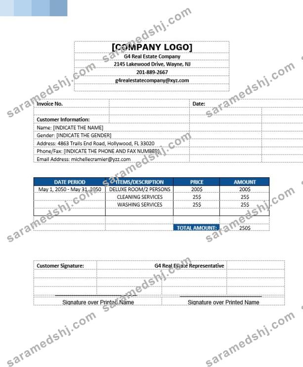 Sample Real Estate Invoice Template